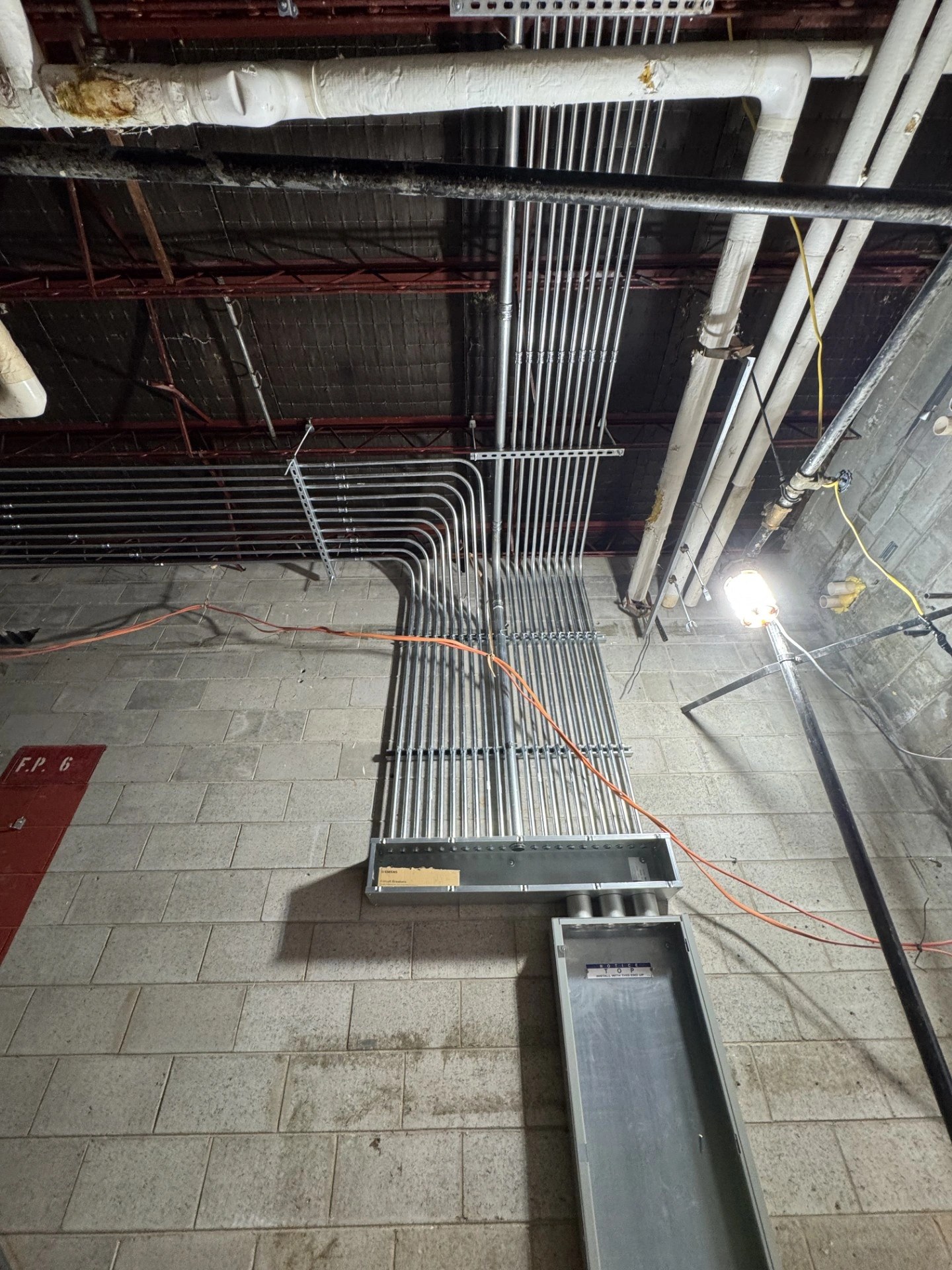 Panel conduit wall installation at the Clemson Armory project