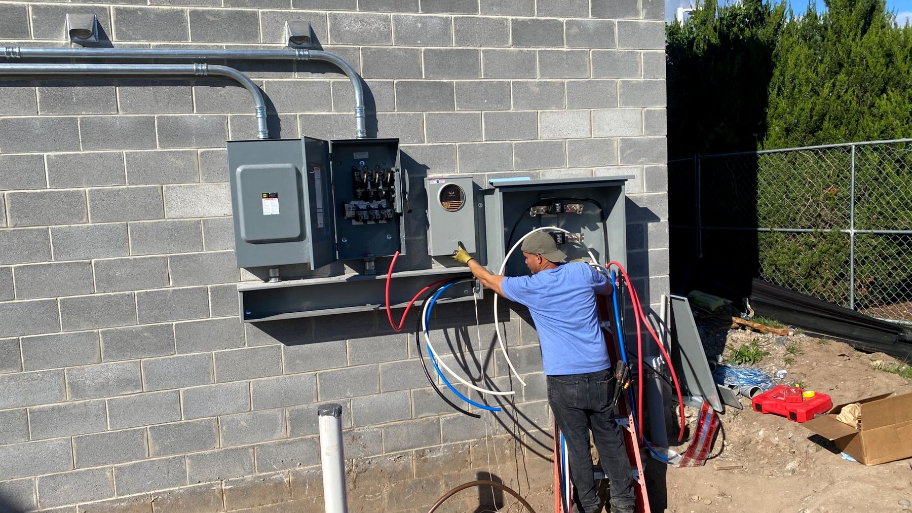 Exterior commercial electrical service work