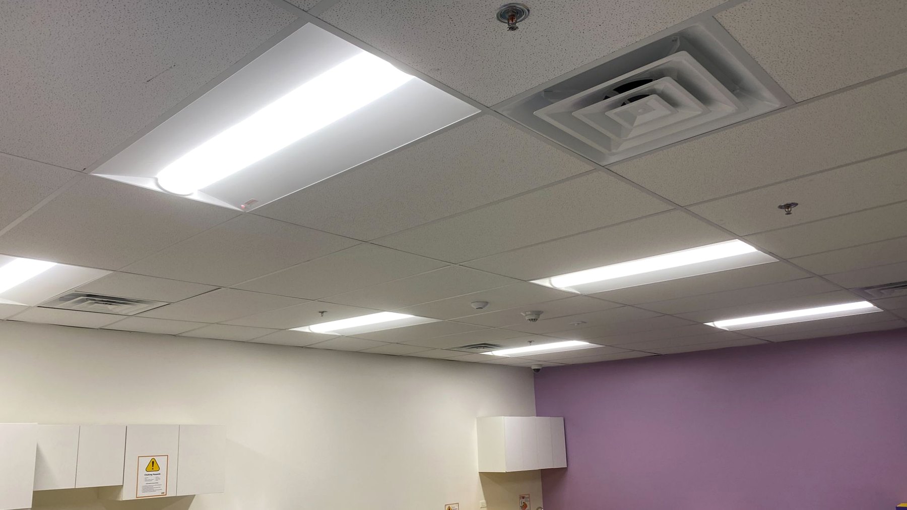Completed commercial interior lighting installation